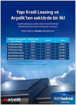 Arçelik 10.0 kW Solar Paket ve Yapı Kredi Leasing